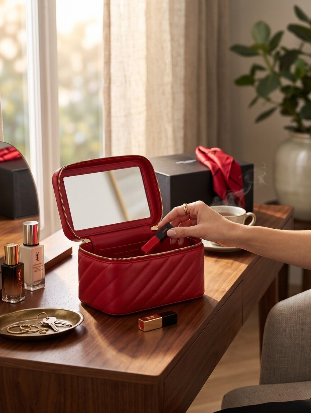 Yves Saint Laurent Beauté Red Quilted Vanity Case